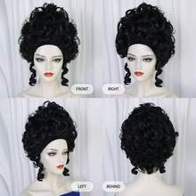 Perruque vintage de style colonial victorien pour femmes - Coiffure bouclée courte baroque volumineuse en chignon, style élégant européen du 18ème siècle. Perruque noble et pétillante, au look naturel, facile à porter. Convient pour les costumes d'Halloween, les tenues de fête, les anniversaires de dames, les déguisements de Noël, les accessoires de scène, les accessoires et les décorations. - Multicolore - Voir 3