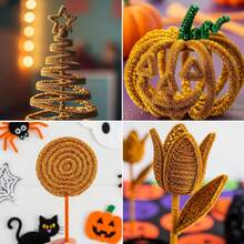 200 miếng làm sạch tẩu kim tuyến vàng và bạc, thân cây nhung dày mềm mại, đồ thủ công làm từ ống làm sạch cho nghệ thuật và thủ công, hoàn hảo để làm động vật, hoa và đồ trang trí lễ hội - Vàng và bạc - Xem 7