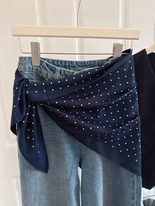 1 chiếc khăn tam giác in chấm bi thời trang, dành cho nữ, chất lượng cao cấp, phù hợp cho đi làm, trang phục công sở, quàng cổ, khăn choàng, trang trí, thắt lưng, váy ngắn và các dịp khác. - Màu xanh hải quân - Xem 6