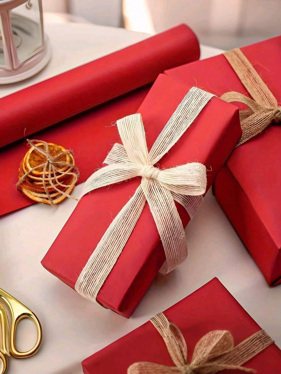 1 Roll Red Gift Wrapping Paper, Solid Kraft Paper, 15 Inches X 394 Inches, DIY Gift Wrap, Suitable For Birthday Gifts, Christmas Decorations, Family Gatherings, Wedding Decorations, Thin Paper, Bouquets, Gift Packaging, Floral Packaging, Poster Boards, Crafts, Valentine's Day Gift Wrap, New Year Decorations.