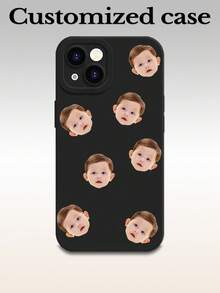 1个定制全屏小图个性化硅胶镜头保护手机壳，兼容 17 Air 16 15 14 13 12 11 Pro Max，Galaxy S25 24 23 Ultra FE A55 54 35，国际版，非国内版 - 黑色 - 查看 1