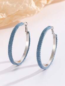 1 Pair Leopard Pattern C-Shape Leather Earrings, Luxury Minimalist Earrings