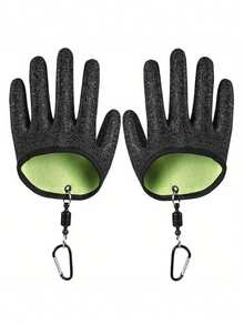 1/2pcs Anti-Slip Fishing Gloves, Latex Fishing Gloves Waterproof, Tear-Resistant, Suitable For Fly Fishing, Sea Fishing, Thickened