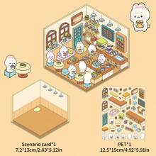 3D Miniature Scenic Stickers - Delicious Street Corner Dollhouse DIY Micro Landscape Decorative Materials