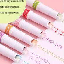 6pcs Fluorescent Pens, Journaling Curved Pens, Roller Flower Pens, Double-Headed Printing Outline Pens, Creative Wave Flower Roller Ball Pens