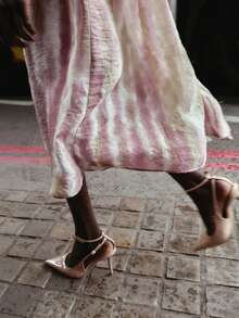 New Women Pointed Toe High Heel Sandals, Beige Patent Leather Material, Backless Mules, Stiletto Heel, Sexy Party/Office Shoes, Spring/Summer