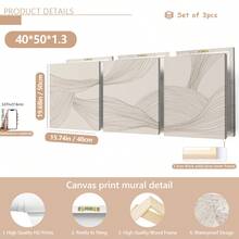 3pcs/Set Neutral Abstract Art Prints, Beige Line Art, Bohemian Home Decor, Canvas Print Modern Wall Art, Bohemian Digital Prints, Suitable For Home Decor, Room Decor, Bedroom Decor, Living Room Decoration, Bathroom Decor, Wall Decor, Optional Wall Art With Frame - Multicolor - View 15