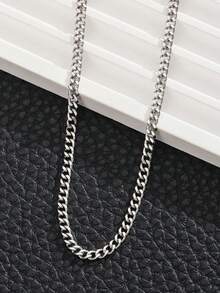 A Fashionable Cuban-Style Stainless Steel Necklace Comes In Various Thicknesses. It Features A Simple And Unique Design, Suitable For Both Men And Women Who Follow The Hip-Hop Style. Made Of Stainless Steel. Party-Punk Style, Suitable For Daily Casual Wear.