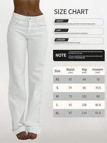 Women's White Straight Leg Denim Jeans – Slim Fit Casual Versatile Style - White - View 11