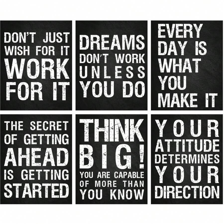 6 buc/set postere inspiraționale pentru birou, fundal negru, design de artă modernă, decorare cameră de zi, picturi fără ramă, decor pentru casă, postere moderne pentru cameră, articole de decorare a camerei, decor estetic pentru cameră, decor occidental