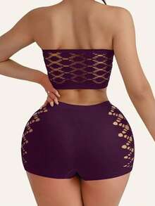 2 piezas: sujetador sin tirantes con botones cruzados para mujer, el más vendido, tallas M/L/XL. - Morado - Ver 3