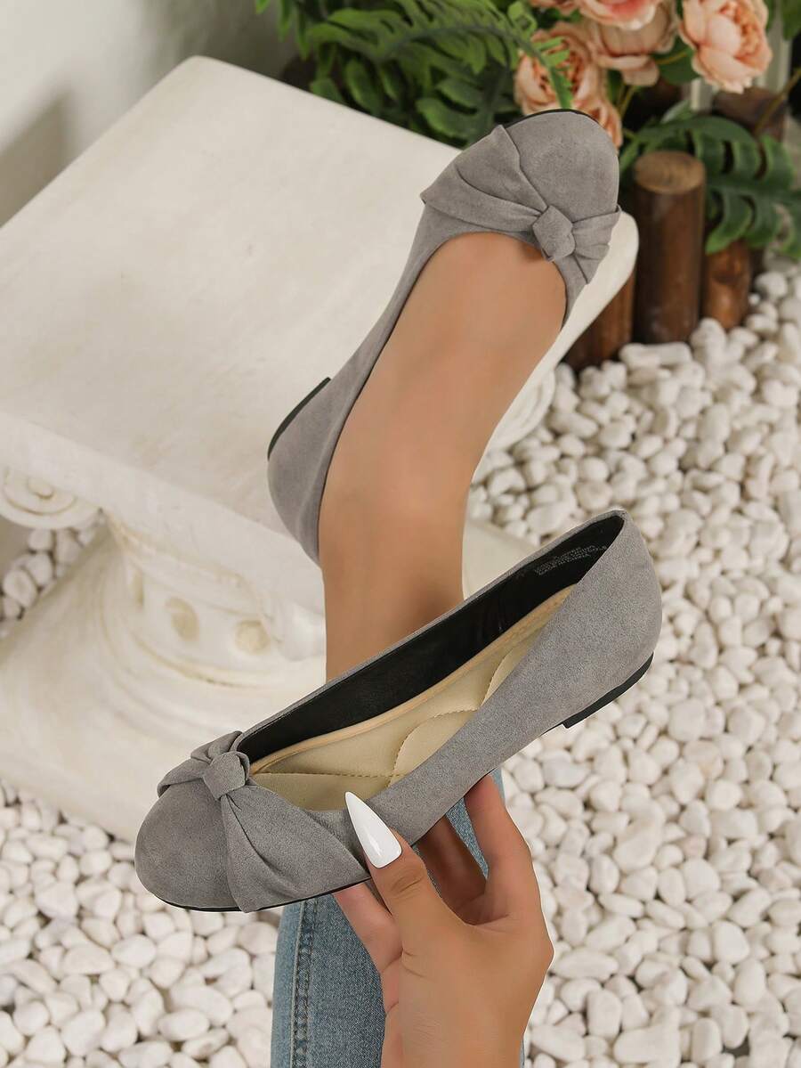 Women's Comfortable Slip-On Flats, Stylish Casual Shoes For Office Work, Outdoor Walking, Parties And Everyday Wear, Lightweight & Versatile Plain / Plain Toe Home - Xám - Xem 1