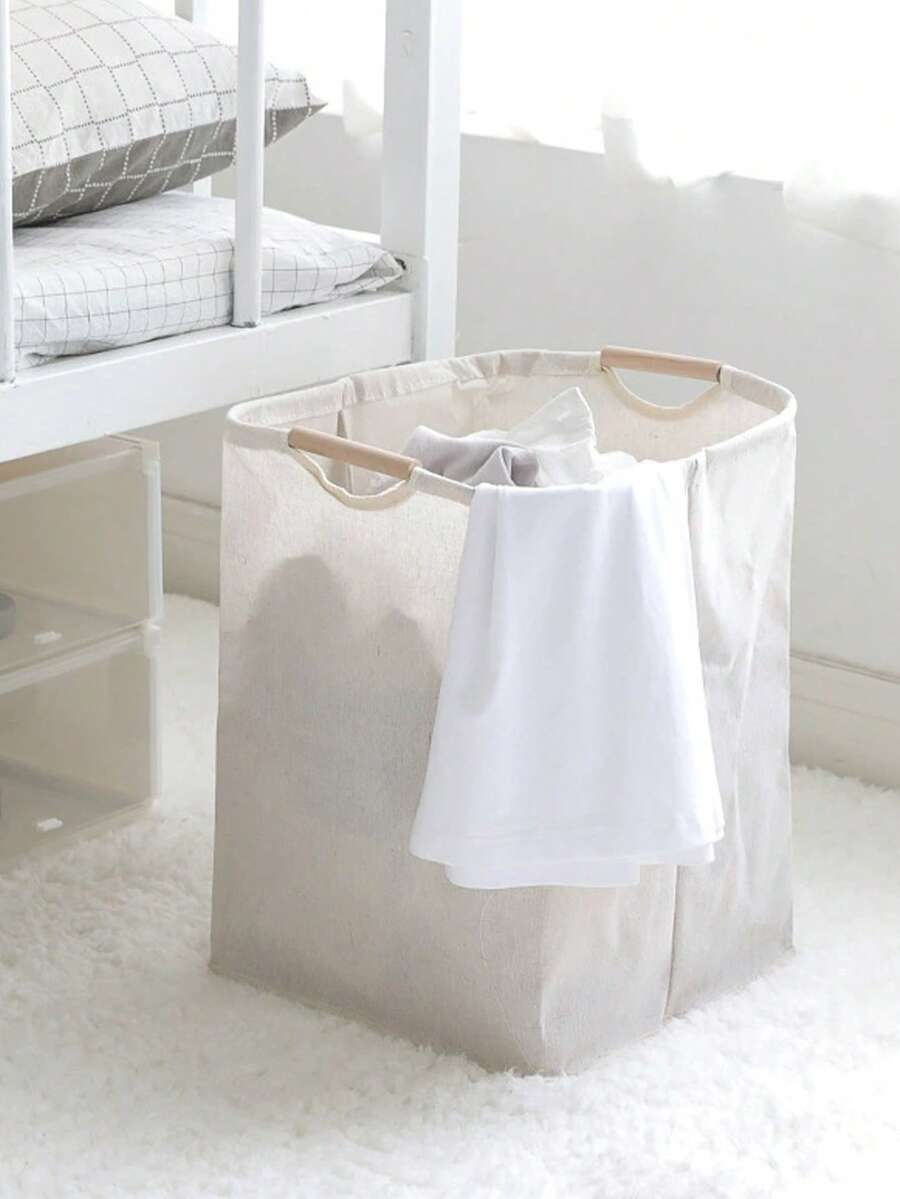 1pc Large Linen Dirty Clothes Storage Basket, Household Laundry Hamper, Indoor Multipurpose Storage Bin, Waterproof Bathroom Dirty Clothes Basket, Toys & Snacks Storage Organizer