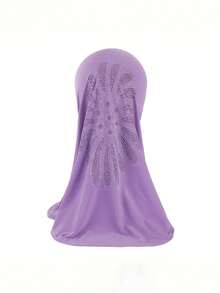 Children's Muslim Hijab With Rhinestone Flower Design, Easy To Wear, 3-8 Years Old - Multicolor - View 10