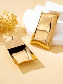 1 Pair Retro Elegant Geometric Shaped Earrings, Stainless Steel Material, Titanium Alloy Earring Hooks, Fashionable Large Dangle Earrings, Suitable For Daily Wear, Novel And Distinctive. - Golden Rectangle - View 6