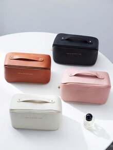 1pc Makeup Bag Simple Travel Cosmetic Bag Wash Bag, Makeup Storage Bag, Portable Outdoor Travel Toiletry Bag, Fashionable Handbag For Travel Daily Use, Travel Goods Storage Bag, For Makeup Tools, PU Leather, Travel Accessories Men Toiletry Bag Makeup Brushes Storage School Supplies Travel Essentials Make Up Bag Holiday Essentials Makeup Bags Makeup Pouch Makeup Organizer Winter