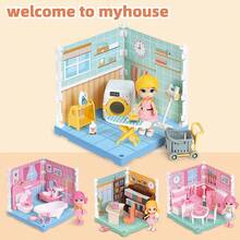 DIY Mini Haus Bau Miniatur Set mit Möbeln, kreatives Zimmer Mini Puppenhaus, kreatives Spielzeug Heim Dekoration einzigartiges Hobby Geschenk - Verschiedenfarbig - Übersicht 3
