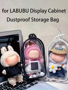 (Excluding Plush Doll) Transparent Dust-Proof Storage Bag With Keychain - High-Quality Transparent Plastic Display Box, Colorful Portable Dust-Proof Organizer Box, Compatible With Winter Rhapsody Plush Toys - Doll Collector's Gift, Doll Storage Box, Visual Content Design Keychain Accessory | Holiday Gift, Birthday Gift, Gift Packaging Keychain Pendant - Clear - View 3