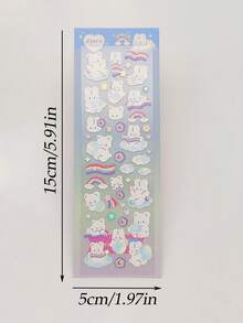 1张可爱兔子系列贴纸，彩虹兔子配金属闪粉，适合韩流粉丝、日记装饰和日常使用。 - 彩色 - 查看 21