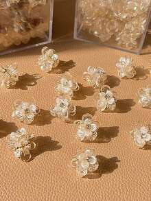 10pcs/Set Camellia Flower Rhinestone Mini Clip, Super Fairy Sweet High-End Princess Hairpin, Fashion Elegant Versatile Bangs Side Hair Clip, Suitable For Daily Outfit, Photo Shoot, Outdoor, Commute, Date, Beach Holiday Hair Claws Claw Clips Hair Clips Hair Jaw Clip Hair Clamps Hair Clutch Hair Catcher Clip Fall Winter Hair Accessories For Women For Vacation Outfits Woman - 10pcs Transparent Camellia Clips - View 5