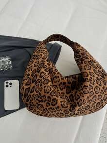 1 件大容量纯色绒面革托特包，女士休闲流浪包，时尚单肩腋下包，适合女性日常使用，秋冬热销女包，女士托特包，完美搭配秋季服装女士 - 棕色 - 查看 9