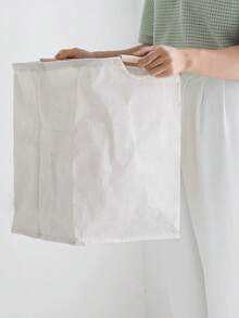 1pc Large Linen Dirty Clothes Storage Basket, Household Laundry Hamper, Indoor Multipurpose Storage Bin, Waterproof Bathroom Dirty Clothes Basket, Toys & Snacks Storage Organizer