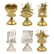 1 Pc Elegant Candle Holder Metal Candlestick Unique Pattern Candlelights Candle Stick For Christmas Dining Setting