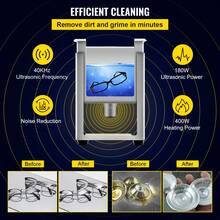 6L Ultrasonic Cleaner (400W Heater, 180W Ultrasonic). Professional Digital Lab Parts Ultrasonic Cleaner With Warm-Up Timer For Cleaning Jewelry, Eyeglasses, And Instruments. - 查看 3