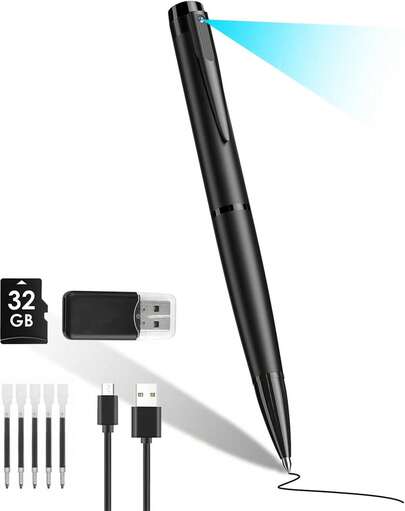 1pc HD Body Pen Camera - 1080P Portable Camera With Video Recording, 32GB Memory Card, Ideal For Lectures, Classrooms, Offices, Business Meetings, Indoor/Outdoor Surveillance, Motion Detection And Loop Recording