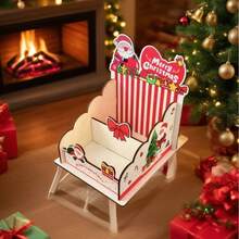 1 Stück handgefertigter Holz-Stifthalter mit Fächern, DIY Weihnachtsmann Deko, geeignet für Weihnachtsszenen