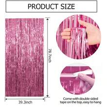 1/2/4/5/6 paquets Rideaux de fond à franges en feuille rose clair, banderoles à franges pour décorations de fête d'anniversaire, rideau de fond à franges pour remise de diplômes, révélation du sexe, fête disco