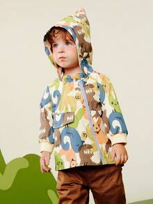 mini bala Boys Soft Faux Leather Hoodie Windproof Soft Cozy Stylish Outdoor Top - Flower Green Tone - View 2