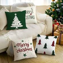 4pcs Simple Christmas 4-Piece Set, Single-Sided Printed Throw Pillow Cover 45*45cm - Multicolor - View 11