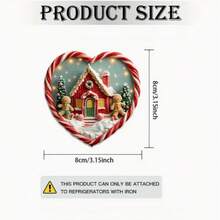 1/2 piezas, Imán navideño con forma de corazón, muñeco de jengibre estilo cabaña festiva, bastón de caramelo con acebo, flores en maceta y cinta con "Feliz Navidad", decoración acrílica para refrigerador, perfecta para el hogar, decoración de refrigerador, entusiastas de la decoración navideña y regaladores, decoración navideña, 2D