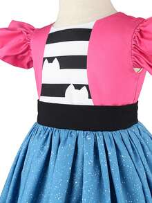 Christmas Carnival Cat Dollhouse Cosplay Costume Birthday Party Evening Outfits Ruffle Sleeve Dresses With Headband Glasses Bag 3pcs - Blue - View 7