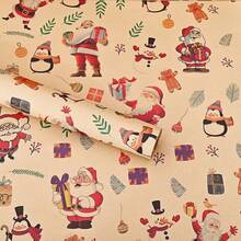 Christmas Themed Wrapping Paper Set, Vintage Style Multi-Pattern Gift Wrapping Paper, Holiday Gift Decoration Packaging Materials - Multicolor - View 3