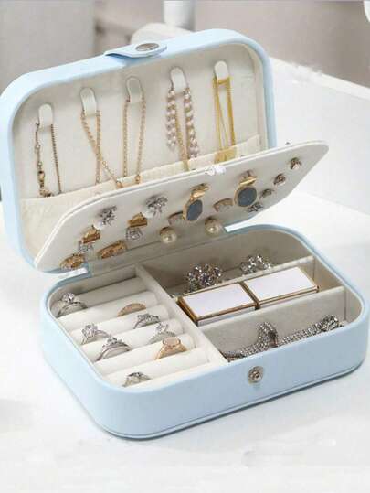 1pc Travel Jewelry Storage Box, Multi-Functional Waterproof Jewelry Case, Large Capacity Jewelry Organizer, Portable Jewelry Box For Earrings, Rings, Necklaces, Ideal For Halloween, Christmas, Birthday Gifts, Bridesmaid Gifts, Back To School, Bedroom Decor