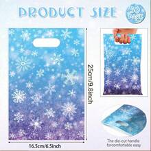 10/20/50Pcs Snowflake Gift Bags Winter Snowflake Party Favor Bags Blue And Purple Snowflake Bags With Handles For Frozen Birthday Party Decorations Winter Wonderland Party Supplies Christmas Decorations - Blue - View 3