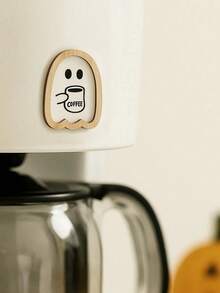 2pcs Halloween Ghost Coffee Maker Wooden Decor, Cute Ghost Design Decorative Wall Hanging, Perfect For Coffee Lovers, Halloween Kitchen Accessories, Suitable For Home, Coffee Shop And Wall Decoration Home Decor Halloween Decor Room Decor