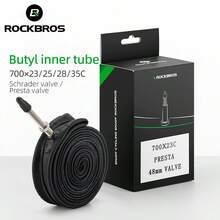ROCKBROS 1 件公路自行车内胎 - 丁基橡胶结构（卓越的空气保持性、高柔韧性、出色的耐热性、延长的使用寿命），700C 尺寸（700*23C/25C/28C/35C），带两种阀门类型 - 黑色 - 查看 4