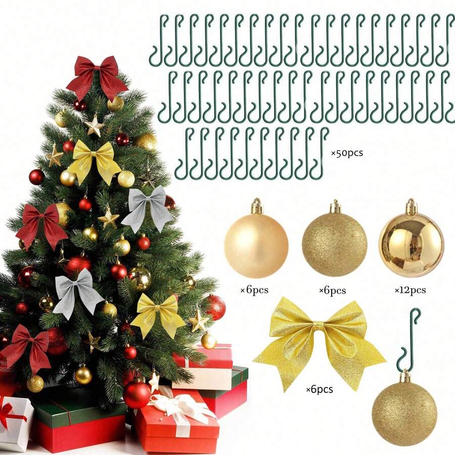 6pcs/24pcs/80Pcs 3cm Gold Flash Bowknot Christmas Ball For Christmas Tree Ornaments For Halloween New Year Christmas Pendant Ball Ornament
