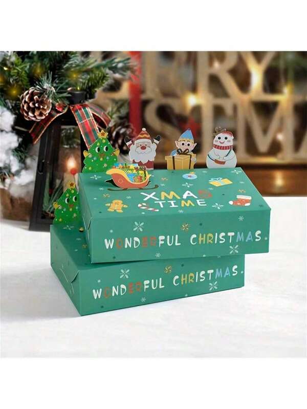 5 piezas, Cajas de regalo de papel kraft de Navidad, Suministros para pequeños negocios, Cajas de embalaje, Decoraciones de boda, Regalos de Navidad, Decoraciones navideñas, Pijamas navideños, Regalos de Navidad, Decoración navideña