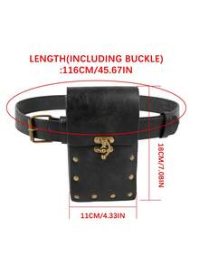 3 PiecesSet Medieval PU Leather Belt With Pouch And Skirt Hike, Gothic Waist Bag Set, Ideal For LARP, Witch/Wizard Costume Or Boho Fashion - Multicolor - View 4