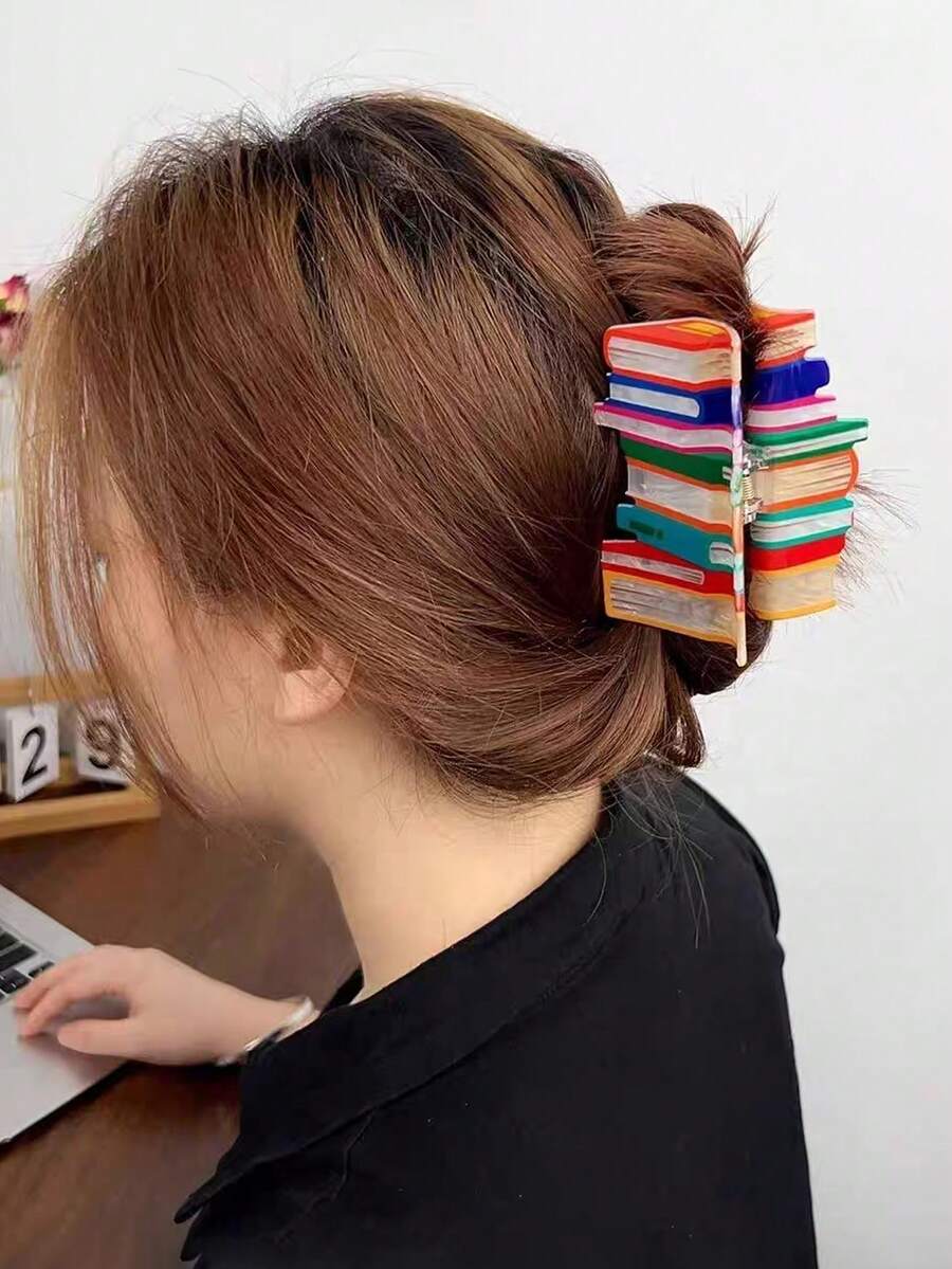 1 chiếc kẹp tóc acrylic hình cuốn sách cổ tích phối màu kẹo ngọt, dài 10cm/3.93in, thời trang, thanh lịch, đa năng dành cho nữ, phù hợp cho sử dụng hàng ngày, thường ngày, dự tiệc, đi làm, du lịch, buộc tóc đuôi ngựa, búi tóc, rửa mặt, trang điểm, phụ kiện trang phục mùa thu, kẹp tóc mùa thu, kẹp cài tóc cho tóc mùa đông, mùa hè, đi biển - Nhiều màu - Xem 1