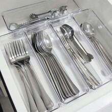 8/6/5/3pcs/Set Transparent Drawer Organizer Boxes, Clothes Storage Containers, Makeup Organizer Boxes, Drawer Divider Trays - Clear - View 4