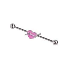 Stainless Steel Industrial Crossbar Stud Earrings Love Peach Heart Barbell Earbone Stud Puncture Jewelry - 7# - Xem 5