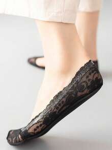 5双/套女士踝袜，隐形袜，夏季薄款，白色，低帮，硅胶防滑 - 彩色 - 查看 2