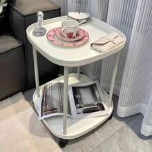 1pc Modern Minimalist Creative Coffee Table With 2-Tier Storage Shelves, Suitable For Living Room, Bedside, Bedroom And Office, Milk & Oil Style Coffee Table, Easy Assembly