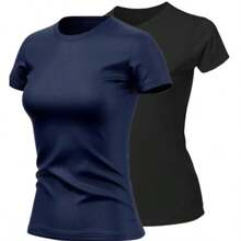 Women's Dry Fit T-Shirt Kit 2 - Casual - Workout - Black - Blue - View 2