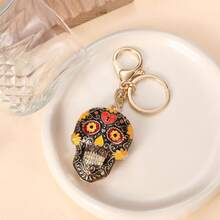 1 件全新水钻镶嵌金属骷髅钥匙扣，3D 嘻哈汽车包吊坠，适合礼物、钥匙扣、小礼物 - 彩色 - 查看 7